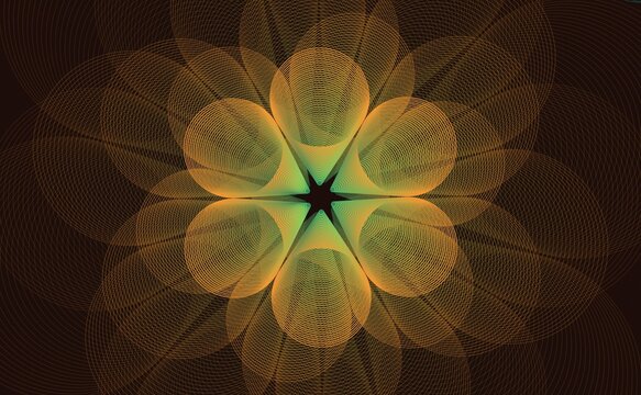 Abstract Glowing Flower Background With Symmetrical Petal Light Effect
