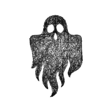 Sketch monochrome ghost icon design