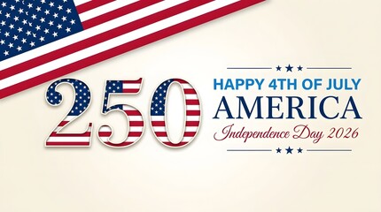 Obraz premium Happy 250th Independence Day America 2026 Celebration with US Flag