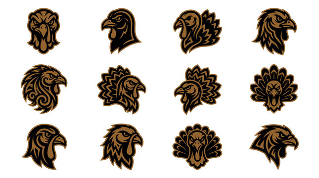 Eagle and hawk head mascot logo collection.