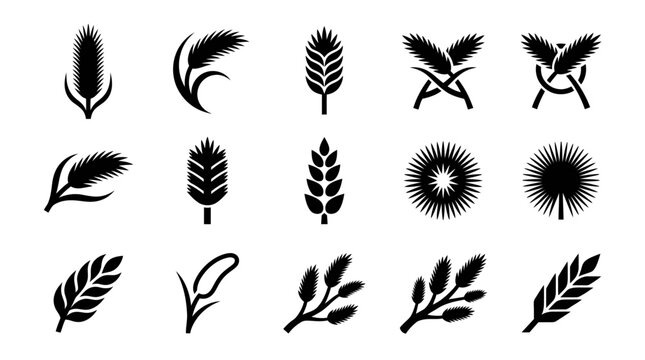 Wheat Ear Icons Set - Agriculture, Food, Grain Symbols