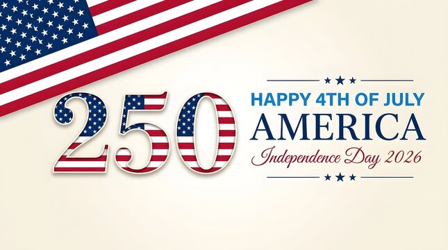 Happy 250th Independence Day America 2026 Celebration with US Flag