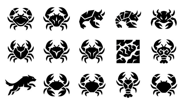 Zodiac Signs Icons Set: Cancer, Taurus, Leo, Aries, Scorpio, Capricorn, Gemini