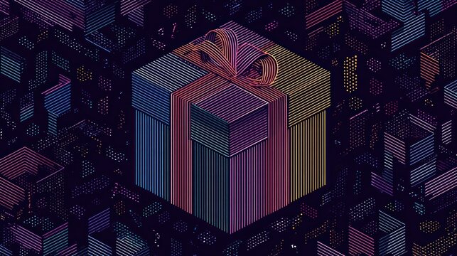 gift box line art style vector eps 10