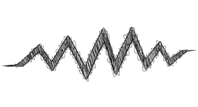 Hand drawn jagged line graph representing fluctuating data against a simple background with isolated transparent element
