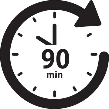 Black and white kitchen timer with 90 minutes on clock face