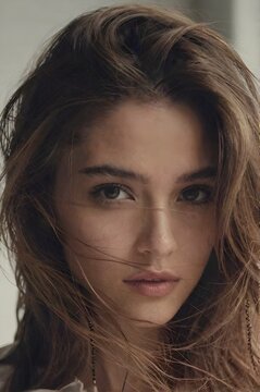 AI-Generated Windblown Portrait in Soft Light