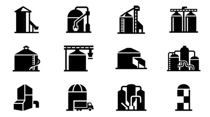 Set of Farm Silo Icons © atha_lintar