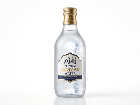 Glass bottle of premium zamzam water from mecca