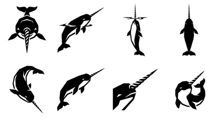 Narwhal Silhouette Collection: Arctic Whale Iconography © atha_lintar