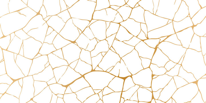 Luxury Golden Kintsugi Crack Texture Abstract Vector Background