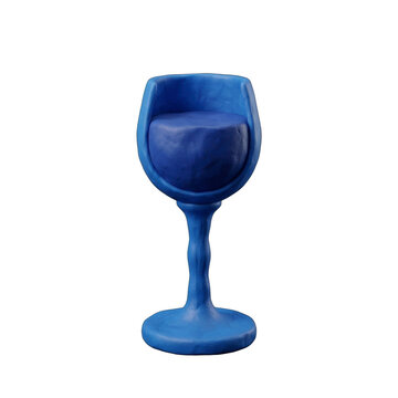 Blue clay wine glass isolated on black background