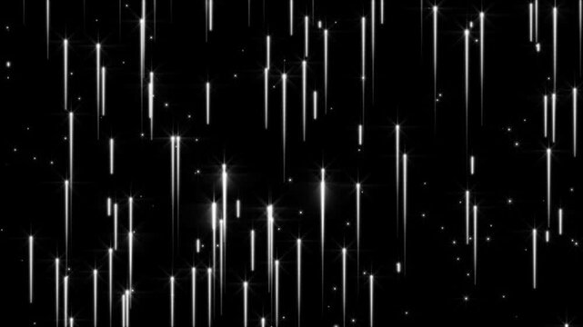 Cyber Digital Rain Background Featuring Abstract Blue Neon Light Streaks, Glowing Vertical Particle Animation, Futuristic Technology Abstract Sci Fi Technology, Visual Effects for Video Editing in 4K