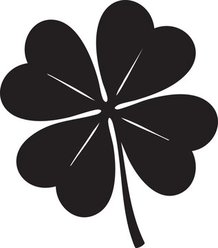 Black four leaf clover silhouette white background