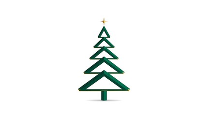 Obraz premium Modern geometric Christmas tree with golden star on white background