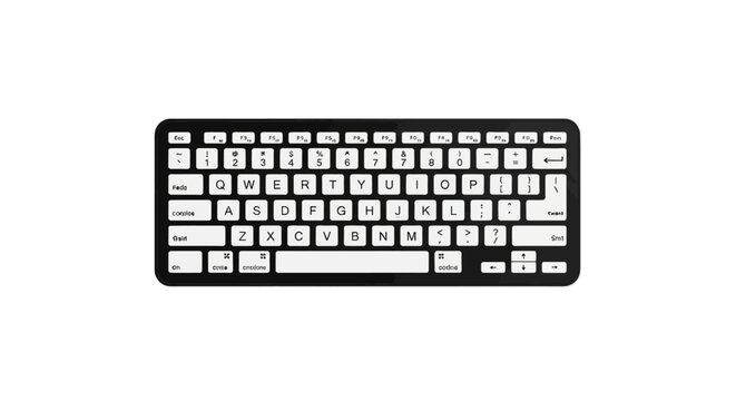Detailed computer keyboard icon with black and white keys.