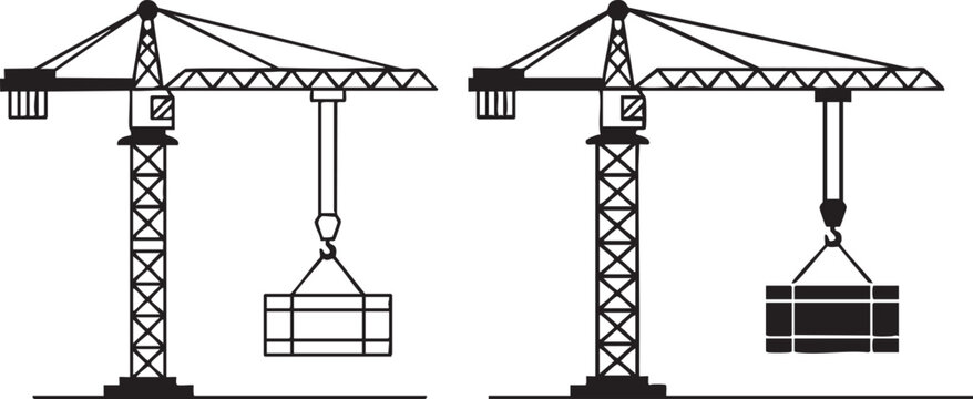 Two cranes lifting boxes construction industrial