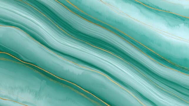 Abstract teal and green marble texture with elegant metallic gold veins