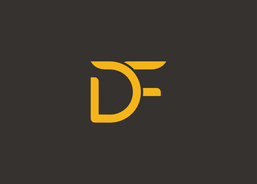 DF Modern Monogram Icon. Clean geometric letterform evokes simplicity, elegance, and contemporary graphic design sensibility.