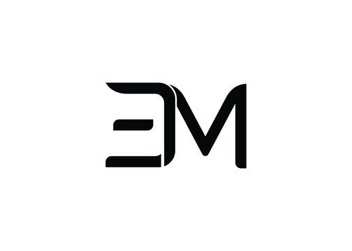 EM Modern Monogram Icon. Clean geometric letterform evokes simplicity, elegance, and contemporary graphic design sensibility.