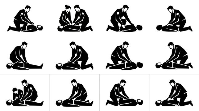 CPR instructions and medical emergency steps, human resuscitation, first aid, life saving