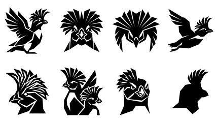 Stylized Bird Icons: Cockatoo Collection © varla
