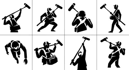 Sound Recordist Silhouette Collection - Boom Microphone Operator Set © varla
