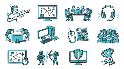 Esports and professional gaming stream icon collection. © Ainur