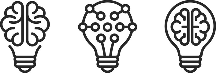 Light bulb icons with brain and network patterns, creativity © MST HAFSA