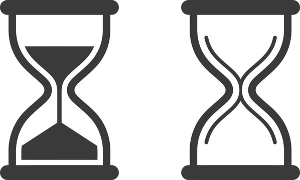 Two hourglasses with different sand patterns symbolizing