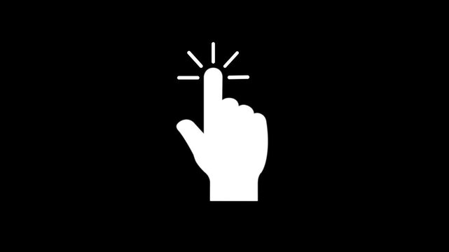hand cursor icon point, cursor, web, click, isolated, illustration, 4k video.
