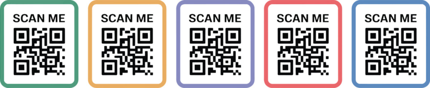 QR code, scan vector set, smartphone frame, scan me template, mobile payment, QR scanner, digital transactions, app interface, contactless access.