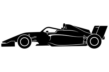 Obraz premium Black and white racing car silhouette with transparent background