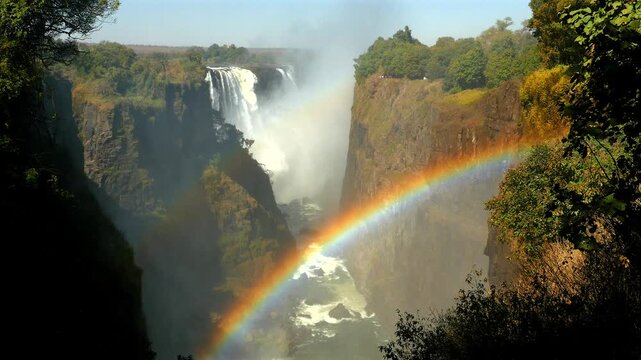 impressive Victoria Falls with rainbow in Zimbabwe 409