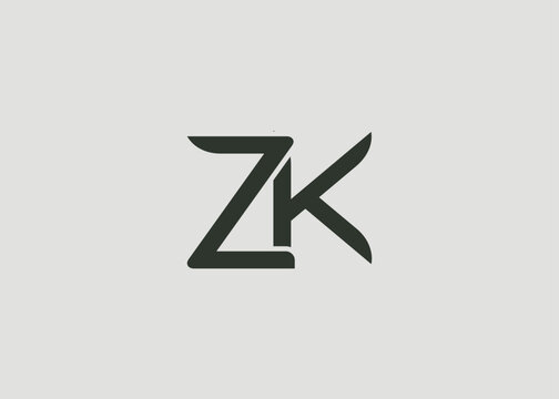 ZK Modern Monogram Icon. Clean geometric letterform evokes simplicity, elegance, and contemporary graphic design sensibility.