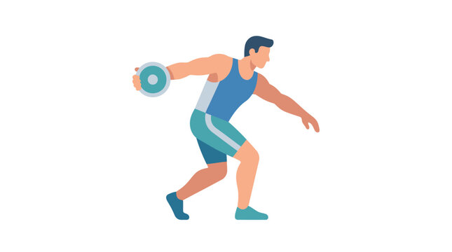 Athlete Throwing Discus, Athletic Competition, Sports Illustration