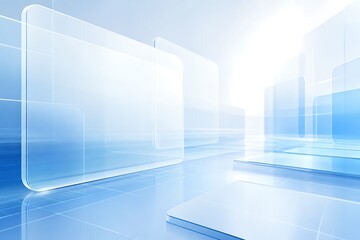 Fototapeta premium Blue White Technology Glass Panel Background
