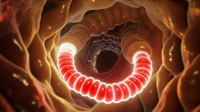 Intestinal Microvilli Shown With Glowing Enzyme Rim for Medical Education