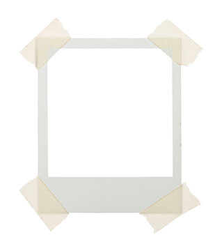 blank square photo frame with tape. png isolated on transparent background