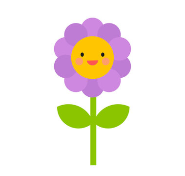 Cute smiling flower icon. Vector illustration.