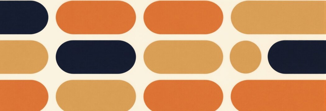 Abstract composition with rounded shapes in warm colors. Organic forms create a modern retro graphic pattern. Visual art design for decor or background.