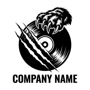Predator claw ripping through vinyl record logo
