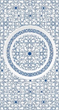 Intricate Blue and White Geometric Tile Pattern for Interior Design.