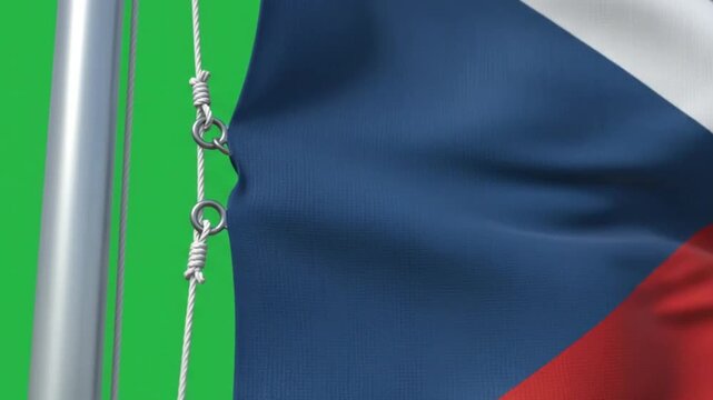 Waving flag of the czech republic against a green screen background
