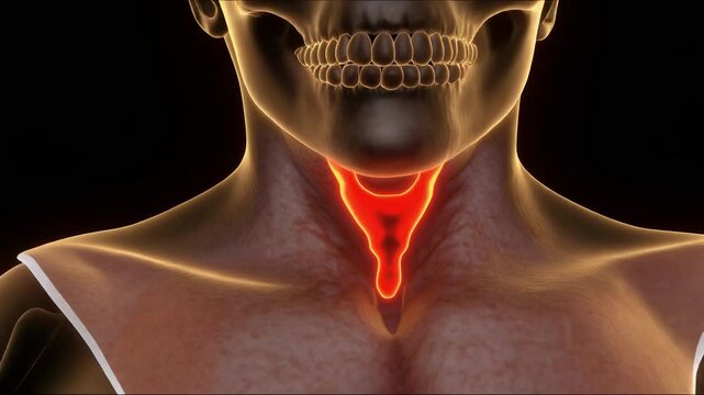 Cricopharyngeal Muscle Pressure Bar in Neck MRI Style Medical Illustration