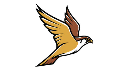 Fototapeta premium Soaring falcon bird illustration on white background.