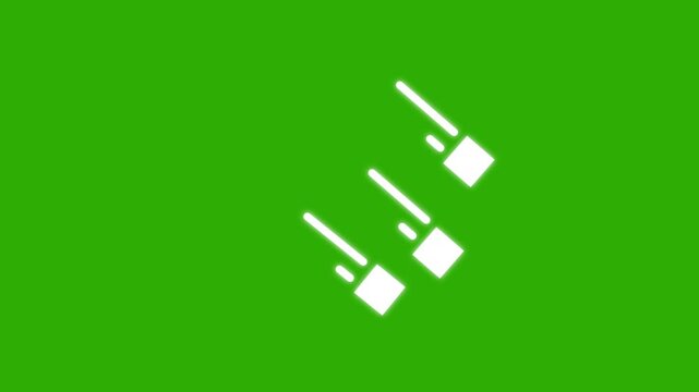 An animated composition featuring three colorful diagonal pencil or stylus icons in blue red and yellow crossed over each other on a dark background