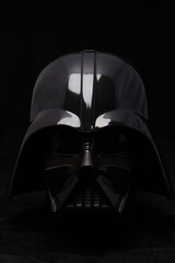 Obraz premium Professional photograph of a Darth Vader helmet on dark velvet, captured in El Salvador, Cinemark on June 26, 2026.
