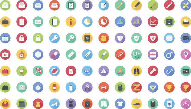 seamless pattern with colorful icon pack 