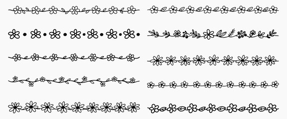 Fototapeta premium Floral borders for creative designs, vector element set